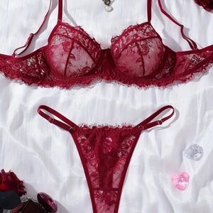 Sexy Lace Lingerie in Deep Red